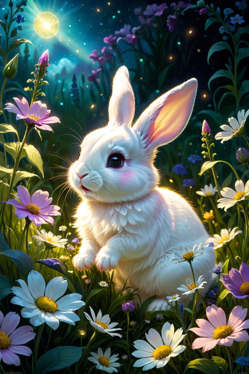 00493-1396566676-Within a mystical meadow aglow with September light, an enchanting baby bunny sneezes amidst a bed of magical, luminescent flowe.png